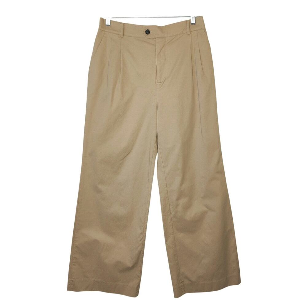 Grana Supima Cotton High Rise Pleated Wide Leg Khaki Capsule Trouser Pants XL